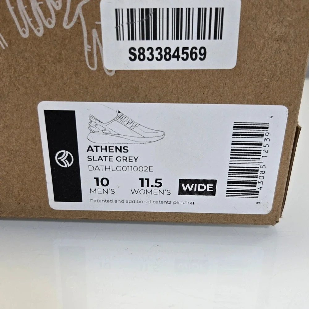 Kizik Athens Sneakers Mens 10 Womens 11.5 Wide Slate Grey Hands Free Step In NIB